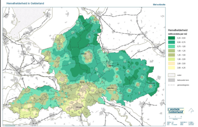 Hemelhelderheidskaart provincie Gelderland