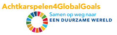 Logo van Global Goals met de tekst 'Achtkarspelen 4 Global Goals - samen op weg naar een duurzame wereld'.
