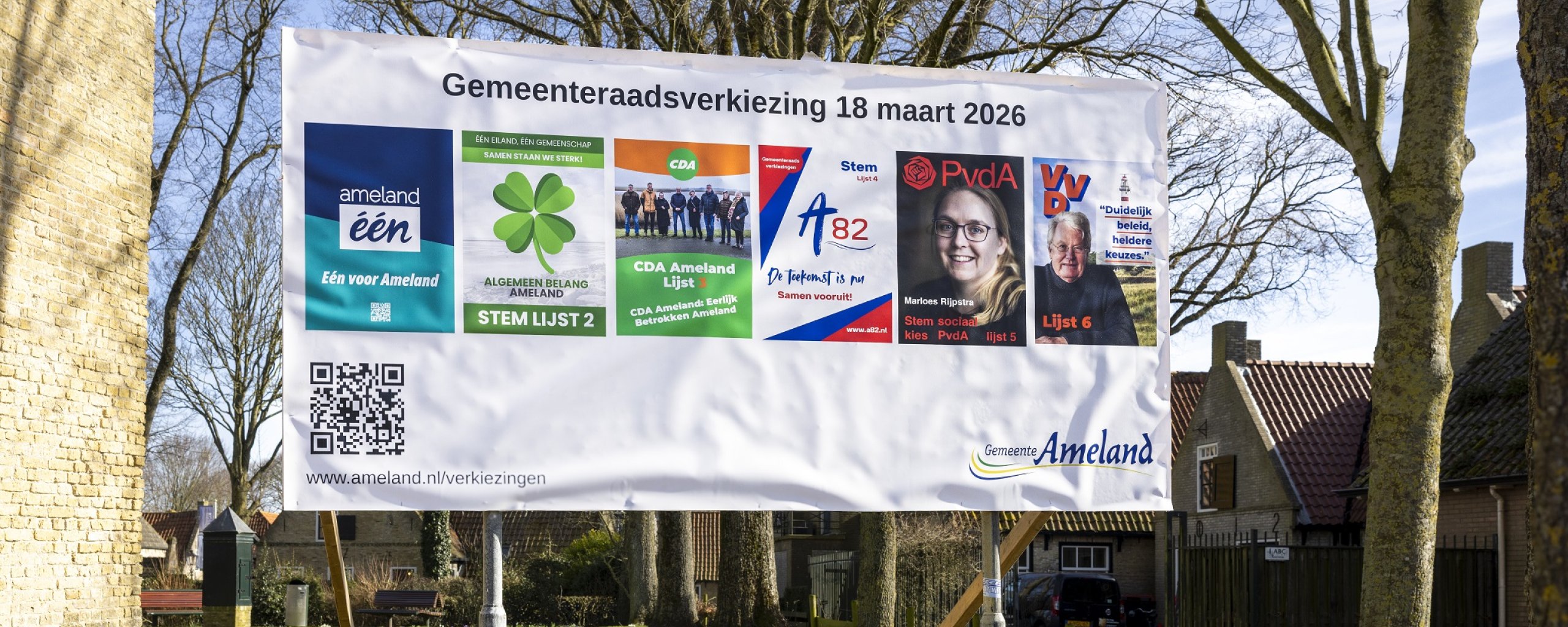 Verkiezingsbord in Nes