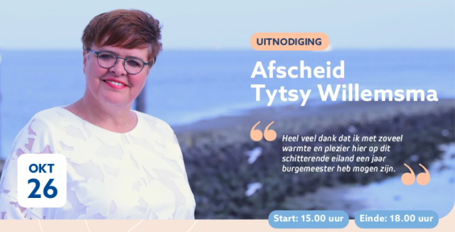 Uitnodiging afscheid Tytsy Willemsma