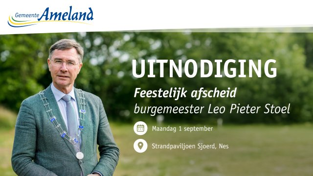 Uitnodiging afscheid burgemeester Leo Pieter Stoel