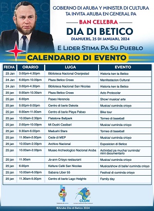 Calendario di evento celebracion Dia di Betico 2024