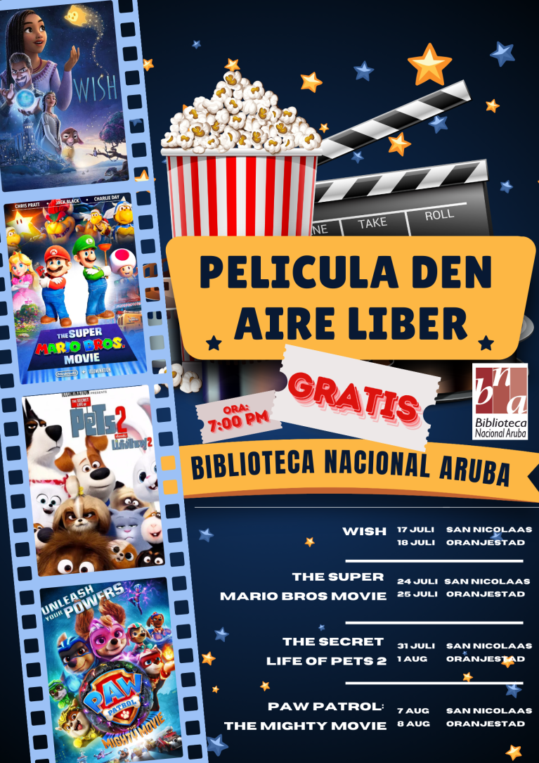 Biblioteca ta presenta 4 pelicula den aire liber | Gobierno di Aruba