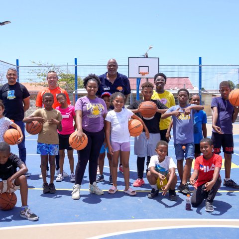 Ricardo Cooper gives a basketball clinic at the Village Basketball