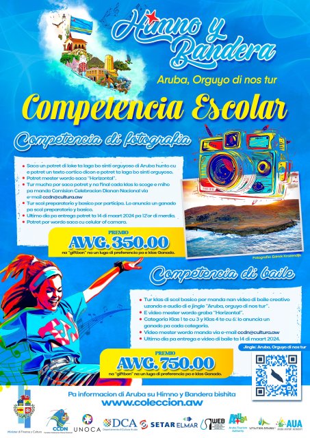 Competencia escolar di fotografia y baile, Aruba orguyo di nos tur.