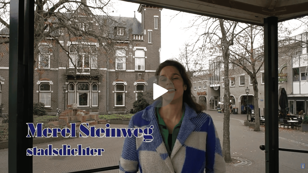 Stadsdichter Merel Steinweg staat op de Brink in de carrousel. Klik op de afbeelding om de video af te spelen.