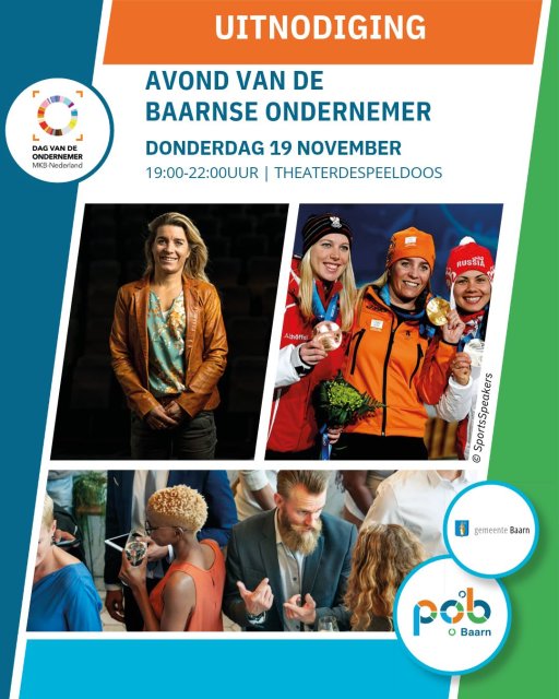 Uitnodigingsposter voor de avond van de Baarnse ondernemer op 19 november