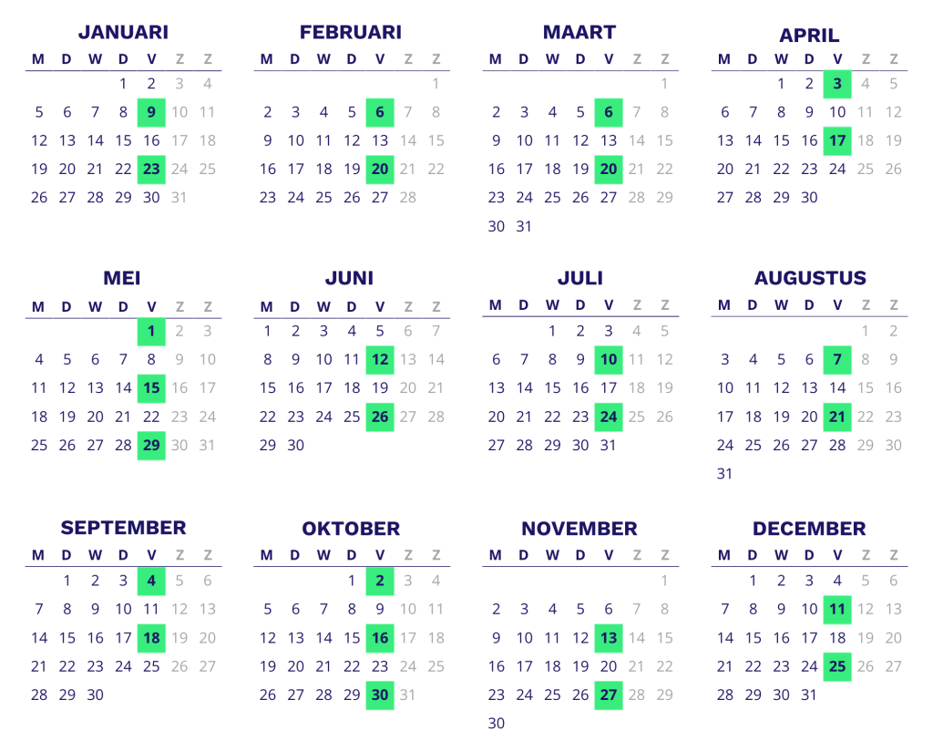 Kalender 2026 van het mobiel afvalaanbiedstation Barendrecht Binnenhof