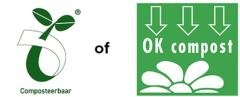 Het Kiemplantlogo en OK Compostlogo 
