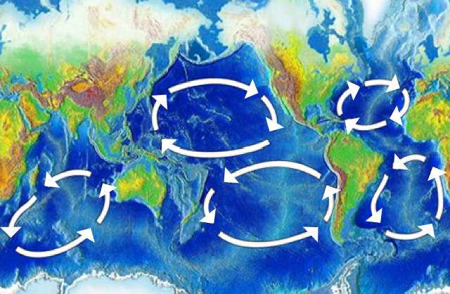 Plekken met veel plastics in de oceanen