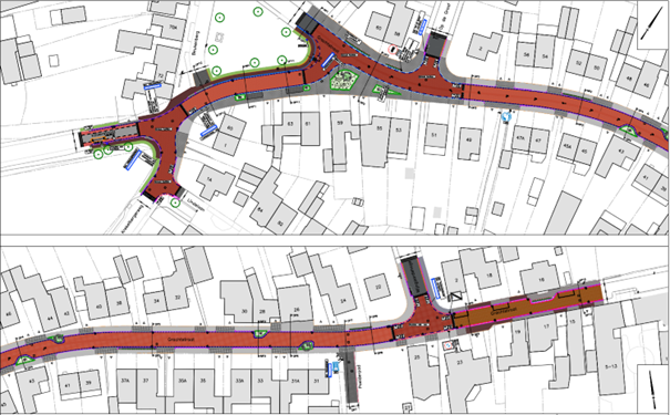 werkgebied kruising Krekelbergweg/Lindelaan richting de Köllerstraat en Grachtstraat  in Oirsbeek