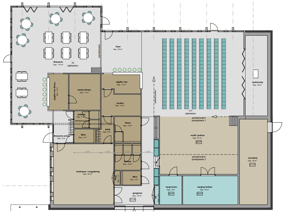 Indeling gemeenschapshuis met brasserie