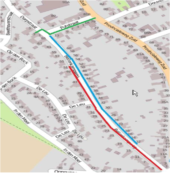 overzichtskaart werkzaamheden gefaseerd Bellenkampweg/Putstraat Oirsbeek. Toelichting staat boven de afbeelding.