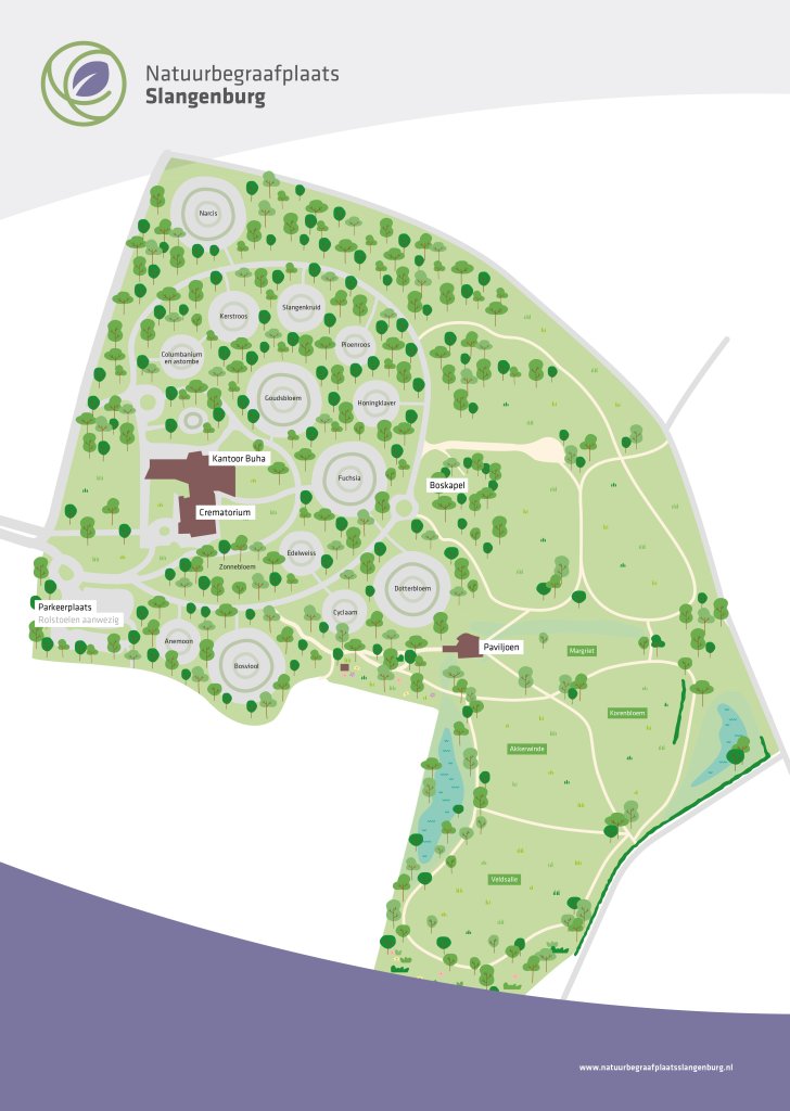 Plattegrond van natuurbegraafplaats Slangenburg