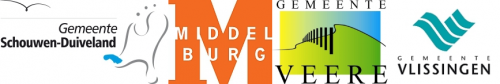 Logo's gemeentes Schouwen-Duiveland, Middelburg, Veere en Vlissingen