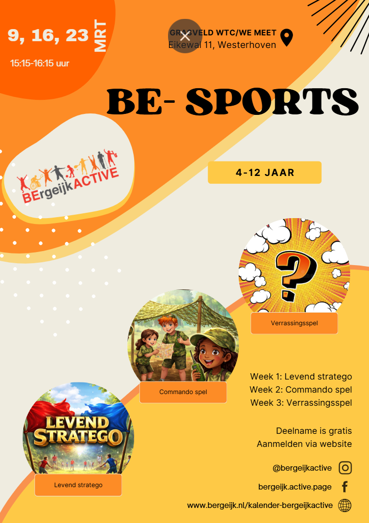 Flyer BE-sports Westerhoven, lees de informatie op de pagina