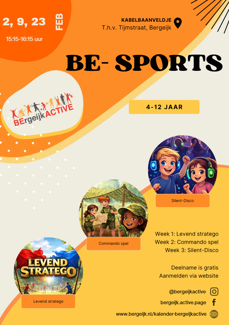 Flyer BE-Sports-Kabelbaanveldje, lees de tekst op de pagina