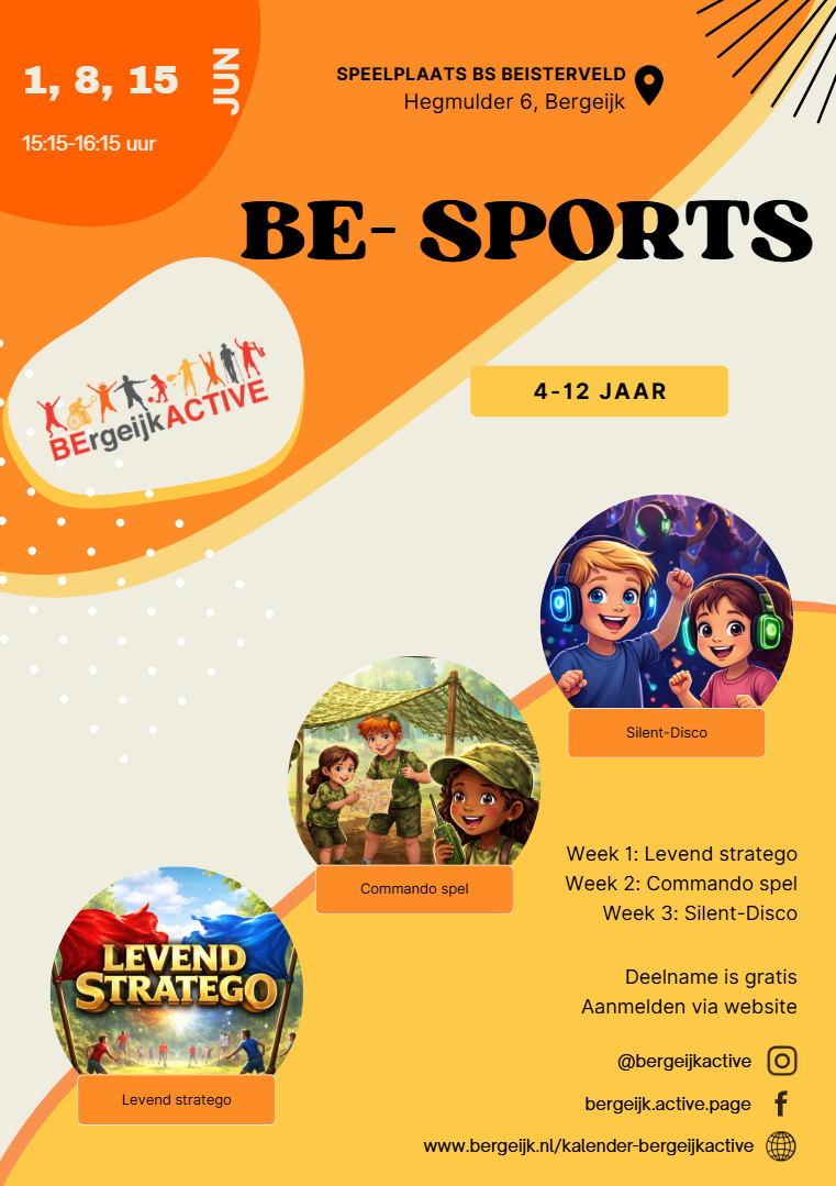 Flyer BE-sports Bergeijk - Beisterveld, lees de informatie op de pagina