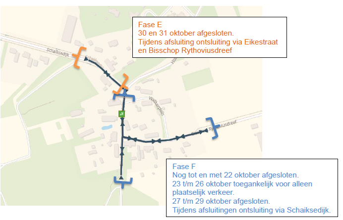 Plattegrond werkzaamheden Walik fase E en fase F
