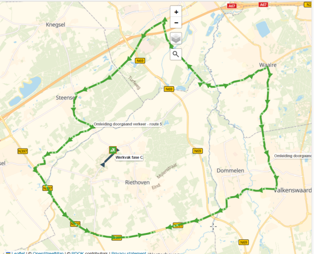 Plattegrond wegwerkzaamheden Walik werkvak fase C