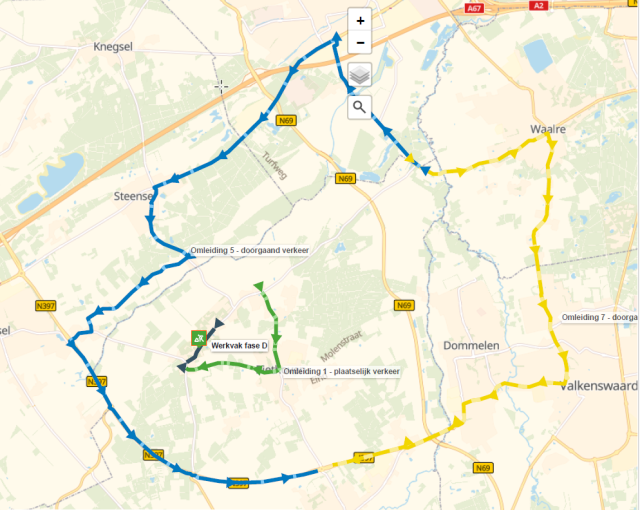 Plattegrond wegwerkzaamheden Walik 