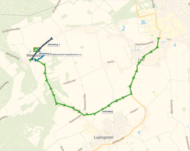 Plattegrond werkzaamheden Weebosch