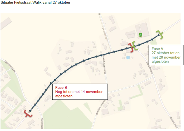 Plattegrond werkzaamheden Walik fase A en fase B