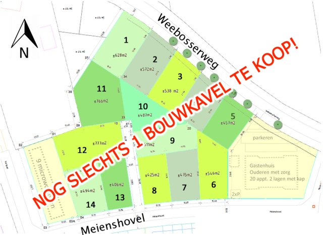 Overzichtskaart kavels Terlo Noord waar nog 1 bouwkavel, kavel 10, beschikbaar is