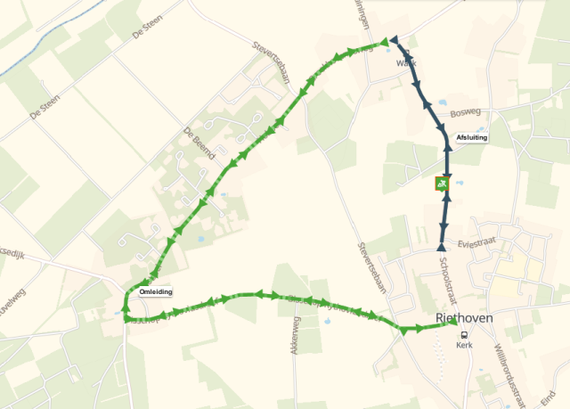 Plattegrond werkzaamheden Riethoven vanaf 11 mei