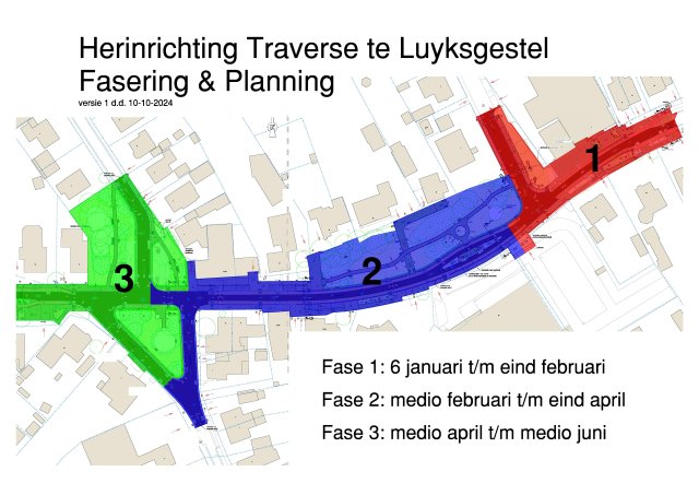 Plattegrond fases herinrichting Traverse Luyksgestel