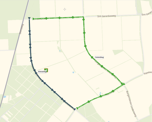 Plattegrond asfalteringswerkzaamheden Postelseheideweg