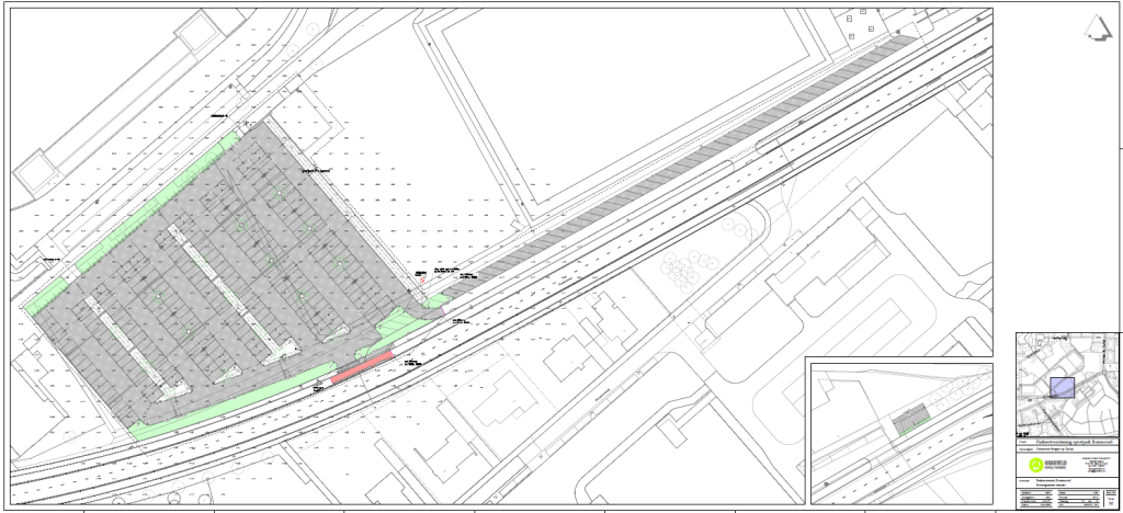 Bijlage van bewonersbrief - plattegrond van project parkeerterrein en waterbergingskelder.