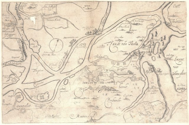 Historische kaart gebied Bergen op Zoom-Steenbergen en Tholen