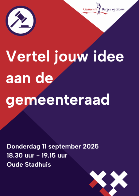 Poster 'Vertel jouw idee aan de gemeenteraad'. 