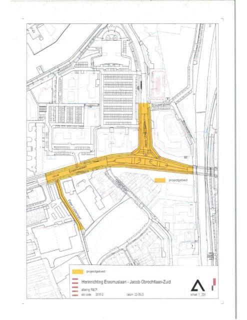 Tekening herinrichting Erasmuslaan Jacob Obrechtlaan