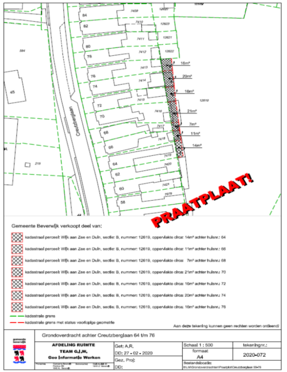 Grondoverdracht achter Creutzberglaan 64 t/m 76