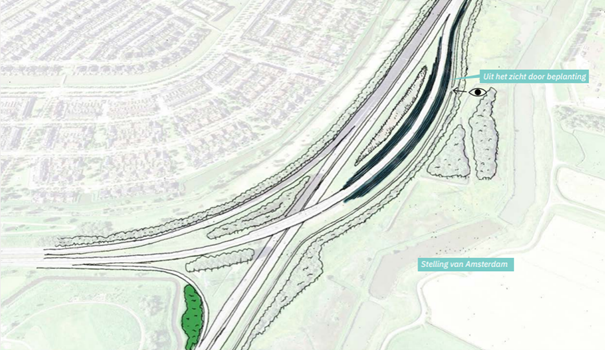 Kaart zonnepanelen naast de weg