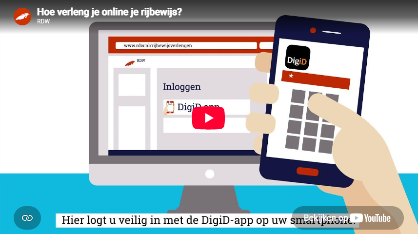 Bekijk op YouTube hoe u uw rijbewijs verlengt