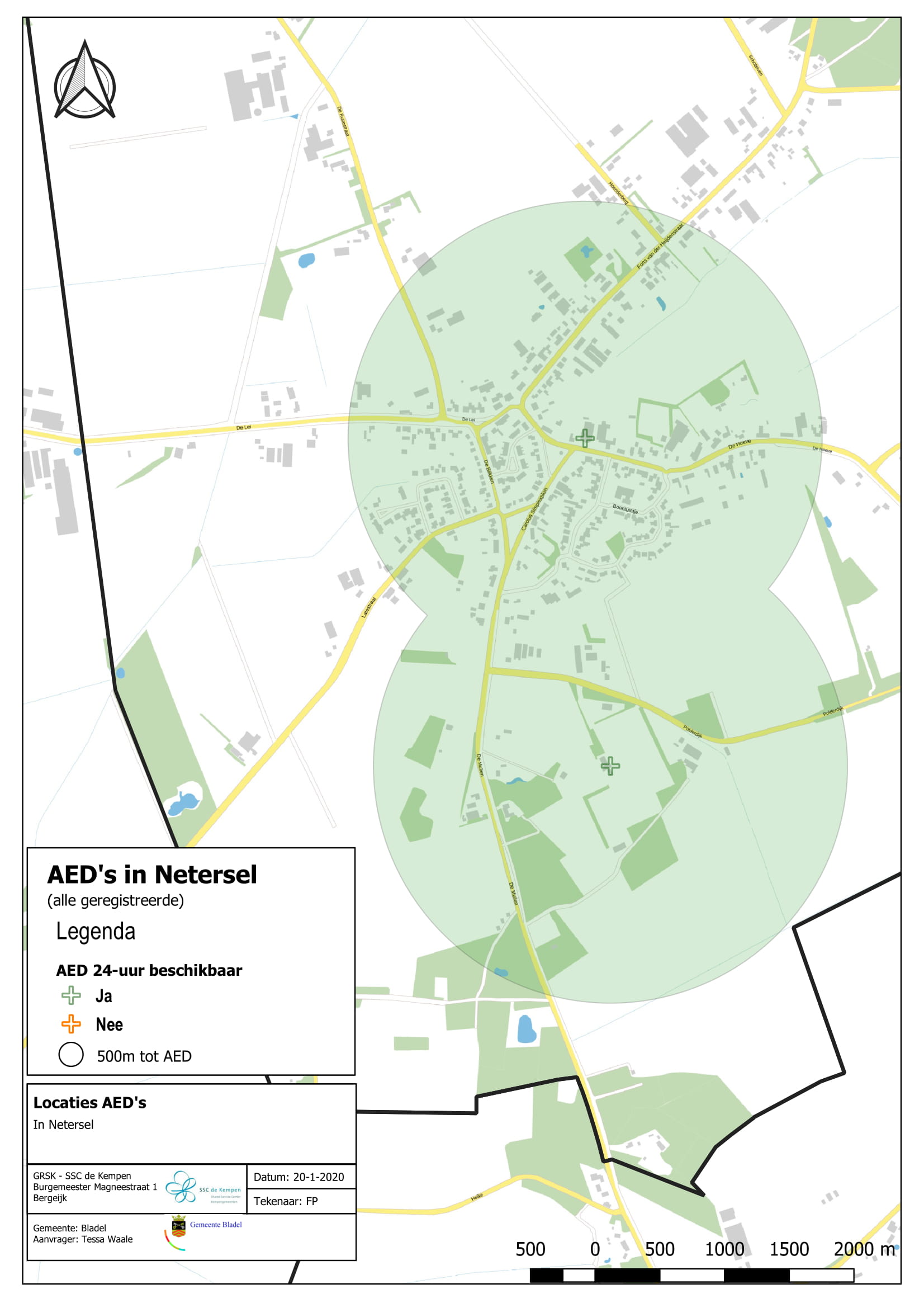 Alle geregistreerde AED's in Netersel. De AED's zijn 24/7 beschikbaar.