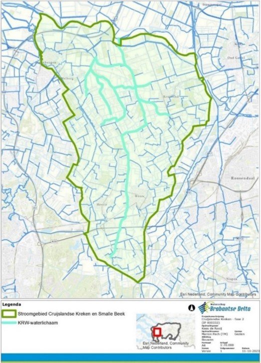 Ligging stroomgebied Cruijslandse Kreken en Smalle Beek