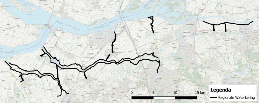 Te controleren waterkeringen van waterschap Brabantse Delta