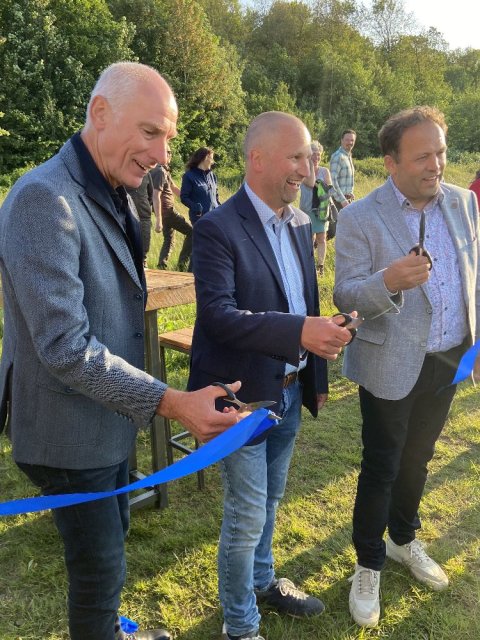 Peter Bakker, Alwijn ten Cate en Corné Machielsen openen de ecologische verbindingszone Boomkikker