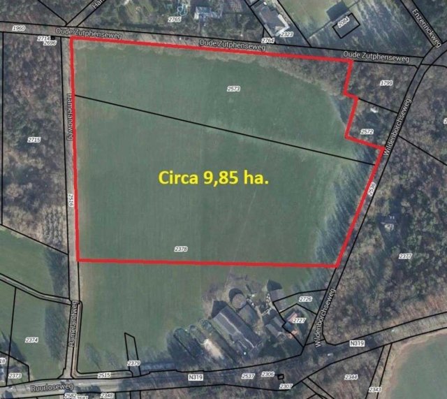 Plattegrond met ingetekende aangekochte grond
