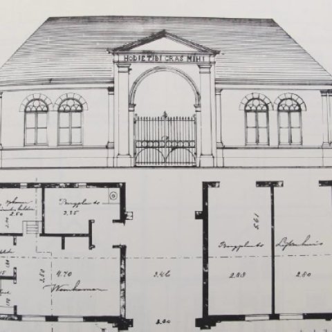 De ontwerptekening van het poortgebouw uit 1892