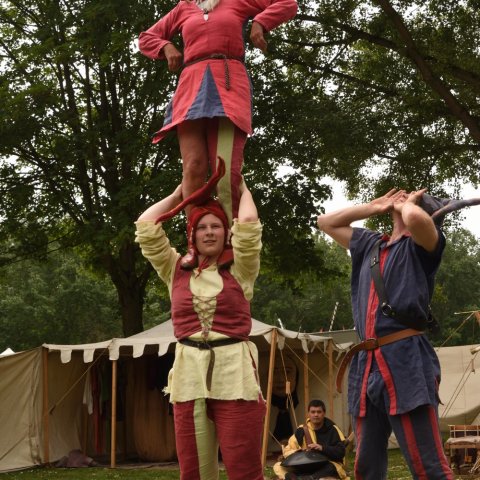 Middeleeuwse acrobaten bij Dag van het Park