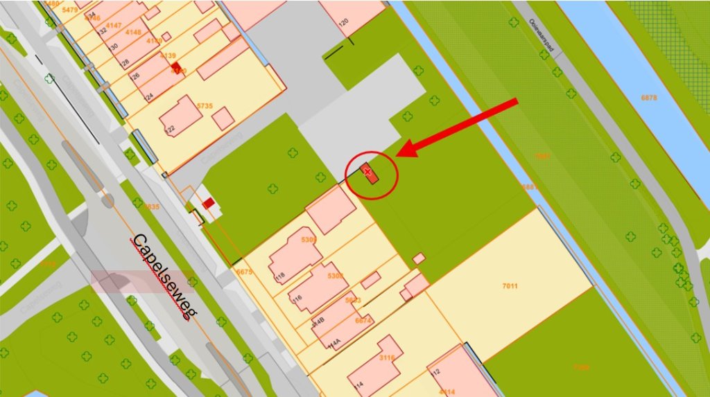 Afbeelding van de locatie van de container op de Capelseweg