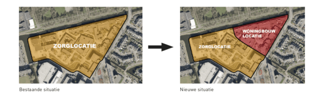 Afbeelding: de bestaande situatie en de nieuwe situatie