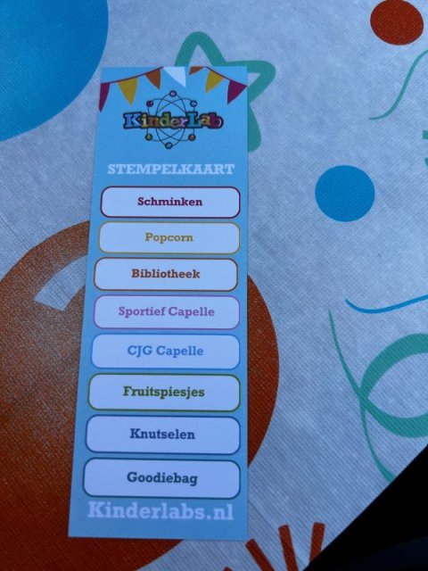 Stempelkaart om alle leuke activiteiten te doen op de KinderLab Dag