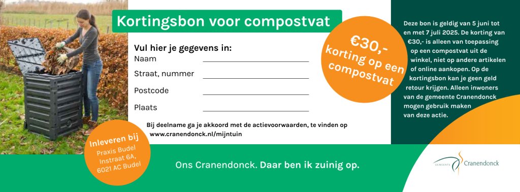 Foto van de waardebon voor een compostvat
