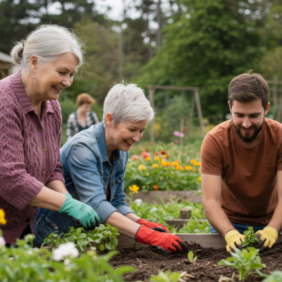 Mensen die werken in een moestuin